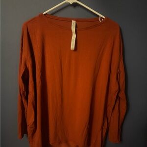 Lululemon Relaxed-Fit Boatneck Long-Sleeve Shirt - Burnt Orange - Size 12